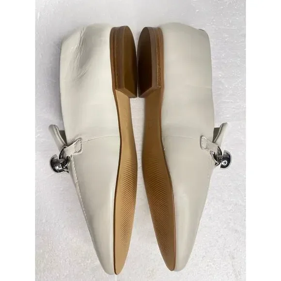 Marc Fisher LTD Elenda Leather Flat Slip-on Cream Loafers size 8.5 New - Picture 4 of 9
